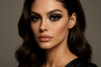 Supermodel with long thick eyelashes 